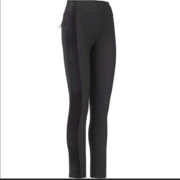 Athleta Metro Velvet Tux Leggings Mid Waisted Black Stripe Gym Fitness Yoga XS - Picture 7 of 7